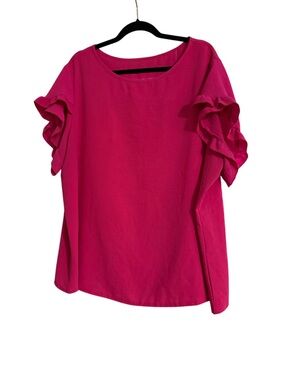 SHEIN Hot Pink Ruffle Sleeve Blouse